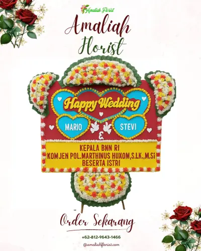 Karangan Papan Bunga Pernikahan di Pakembaran